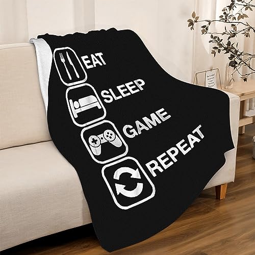 Eat Sleep Game Repeat Blanket Gifts Super Soft Fleece Throw Blankets Cozy Flannel Air Conditioning Blanket Blanket for Couch Bed 60x50 inches for Teen von FJAUOQ