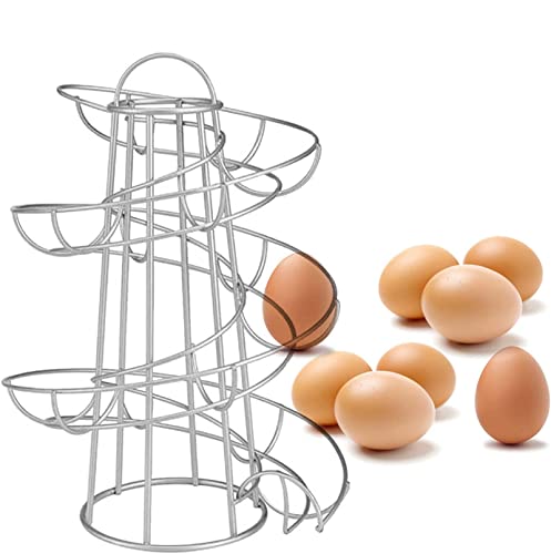 Eierspender Eierspirale Edelstahl spiralförmiges Design Eierständer Aufbewahrung Design Eierständer Frühstücksei Ständer,Silber von FJAUOQ