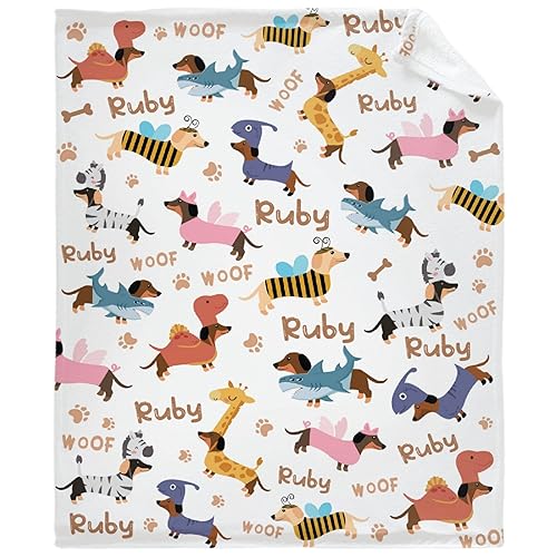 FJAUOQ Benutzerdefinierte Dackel Hunde Baby Decke Geschenke Super Weiche Haustier Hund Personalisierte Decke Baby Empfangen Decke Kinderwagen Überwurf Decke 40x30 Zoll für Welpen von FJAUOQ