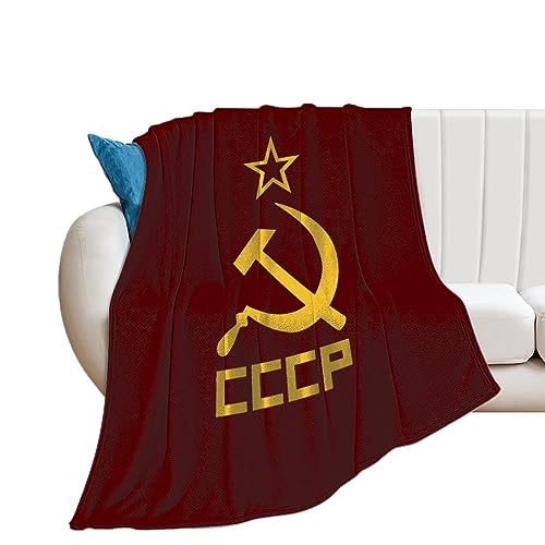 FJAUOQ CCCP Hammer und Sichel UdSSR Lustige Decke Flanell Überwurfdecken für Bett/Couch/Sofa/Büro/Camping, lustig gemütlich von FJAUOQ