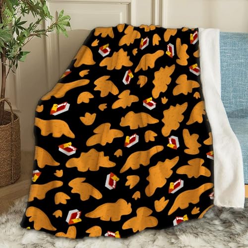 FJAUOQ Chicken Nugget Dino Nugget Decke Geschenke Plüsch Flauschig Gemütlich Weich Leicht Decken für Couch Klimaanlage Quilts Dekor Decke für Weihnachten Geschenke 152,4 x 127 cm für Teenager von FJAUOQ