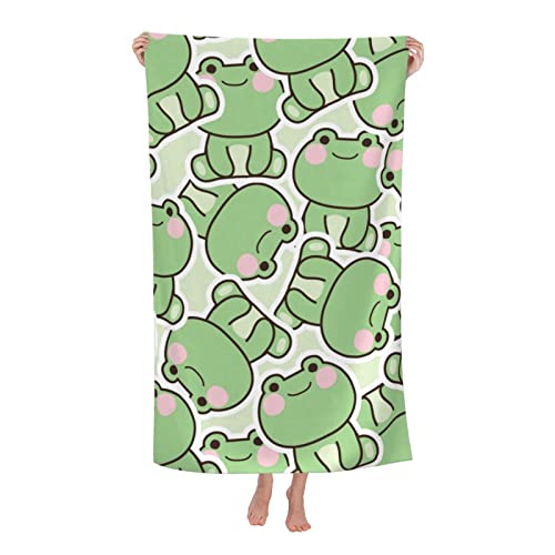FJAUOQ Cute Frog Funny Frogs Microfiber Beach Towels Soft Beach Towel Absorbent Quick Dry Bath Towels Pool Towels Travel Beach Towels for Kids Adults von FJAUOQ