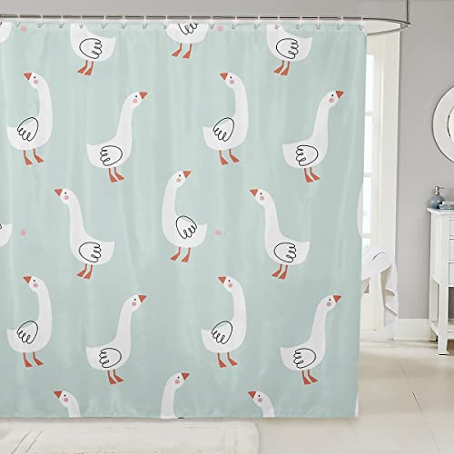 FJAUOQ Cute Goose Shower Curtain for Kids Child,Cartoon Hand Drawn Goose Pattern Bathroom Curtain 72x72,Farm Style Duck Animal Bath Curtain,Country Wildlife Waterproof Shower Curtain von FJAUOQ