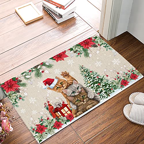 FJAUOQ Doormat Indoor Entrance Home Decor Door Mat,Christmas Cat Floor Rugs for Kitchen, Bathroom, Xmas Tree Snowflake Poinsettia Rustic Burlap Funny Welcome Mat for Front Door16 x24 FJAUOQ Doormat Indoor Entrance Home Decor Door Mat,Christmas Cat Floor Rugs for Kitchen, Bathroom, Xmas Tree Snowflake Poinsettia Rustic Burlap Funny Welcome Mat for Front Door16 x24 von FJAUOQ
