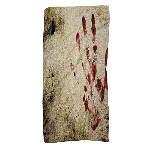 FJAUOQ Horror-Thema, Badetücher/Handtücher/Waschlappen, schmutzige Wand, blutiger Handdruck, Badezimmertücher, weiche und saugfähige Handtücher für Badezimmer, Rotbeige, 30,5 x 69,8 cm von FJAUOQ