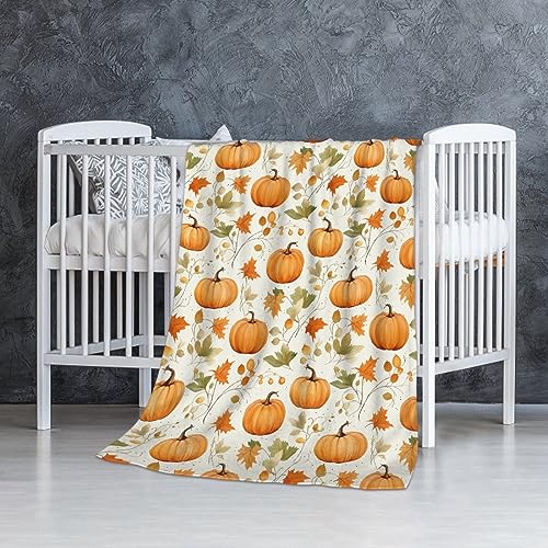 FJAUOQ Kürbis-Herbstblätter-Babydecke, Geschenke, superweich, Wickeltuch, Neugeborene, gemütliche Babydecke, Kinderwagen-Überwurf, Decke, 101,6 x 76,2 cm für Welpen von FJAUOQ