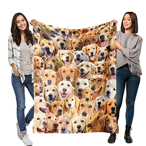 Golden Retriever-Decke, Geschenk für Hundeliebhaber, lustiger Hundedruck, Fleecedecke, Heimdekoration, Plüsch, flauschige Decke, niedliche Welpendecke, Überwurf für Kinder, Mädchen, Jungen, 127 x von FJAUOQ