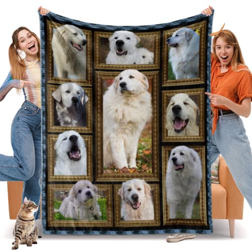 FJAUOQ Great Pyrenäen Hundedecke, Fleece-Überwurfdecke für Couch, Bett, weiche, gemütliche, leichte, warme Flanelldecken und Überwürfe für Sofa, Wohnzimmer, Dekoration, 152,4 x 203,2 cm, Doppelbett von FJAUOQ