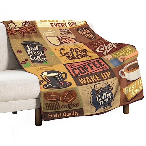Kaffee-Thema Vintage Decke Bohnentasse Kaffee Poster Schilder Design Warm Cozy Fleece Plüsch Überwurf Decke für Stuhl Couch Bett Sofa Reisen Doppelseitiges Büro 152,4 x 203,2 cm Kaffee-Thema Vintage Decke Bohnentasse Kaffee Poster Schilder Design Warm Cozy Fleece Plüsch Überwurf Decke für Stuhl Couch Bett Sofa Reisen Doppelseitiges Büro 152,4 x 203,2 cm von FJAUOQ