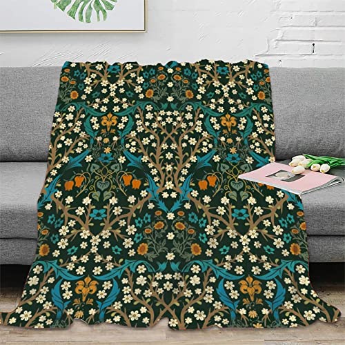 Mid Century Vintage Gänseblümchen-Überwurfdecke für Couch, grüne Gartenblume, William Morris, abstrakte Kunst-Bettdecken, weiche und warme Decken für den Winter, 150 x 200 cm von FJAUOQ