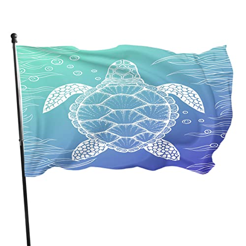 Schildkröten-Flagge, 90 x 150 cm, Meeresschildkröte, Ozean, Algen, Wasserblasen, Outdoor-Flaggen, große Willkommens-Hof-Banner, Hausgarten, Hof, Rasendekoration von FJAUOQ