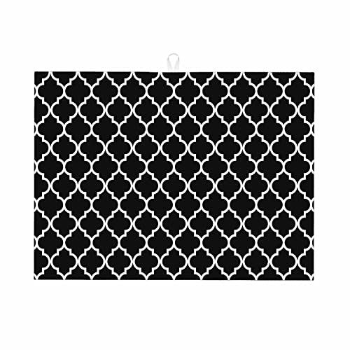 Schwarze Geschirr-Abtropfmatte, schöne solide schwarze Spalier-Abtropfmatte für die Küchentheke, 45,7 x 61 cm, schnell trocknende, faltbare Matte von FJAUOQ