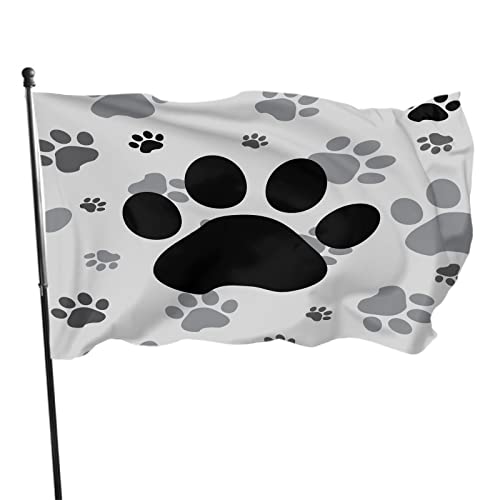 Schwarze und graue Pfoten-Flagge, 1,2 x 1,8 m, großes Banner, Silhouette, Cartoon-Tier, Hund, Katze, Pfotenabdruck, Outdoor-Flagge, zum Aufhängen, Standard-Flagge für Hof, Garten, Rasen Schwarze und graue Pfoten-Flagge, 1,2 x 1,8 m, großes Banner, Silhouette, Cartoon-Tier, Hund, Katze, Pfotenabdruck, Outdoor-Flagge, zum Aufhängen, Standard-Flagge für Hof, Garten, Rasen von FJAUOQ