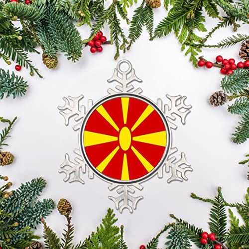 Weihnachtsbaum Schneeflocke Ornament Design Hängende Dekor Mazedonien Flagge Dekorative Ornamente Geschenk für Neujahrsfeiertage Party mit Bild lustig kreativ und schön von FJAUOQ