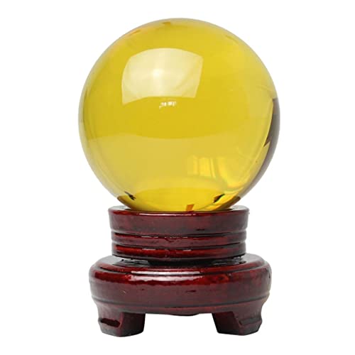 Gelbe Kristallkugel, Ornament Glück mit Halterung, Kristallkugel, Heimdekoration, Bürodekoration, Kristallkugel (Farbe: Gelb, Größe: 10 cm) (Gelb 10 cm) von FJDILIFLDDWWLOI