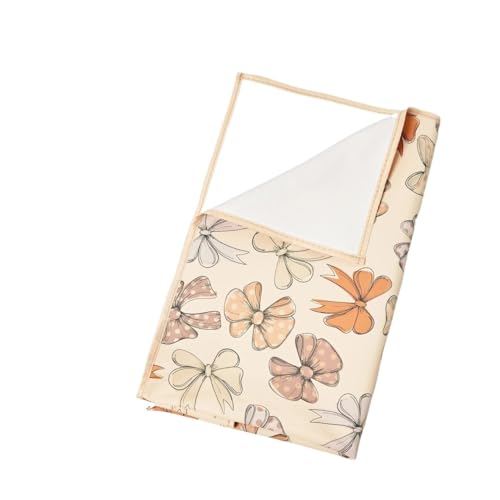 FJIXUO Bettunterlage Wasserdicht Pee Pads Windel Matratze Urin Kissen Picknick Reise Matten Weiche PU Wasserdicht Waschbar Wiederverwendbare(Bow Beige,70-120) von FJIXUO