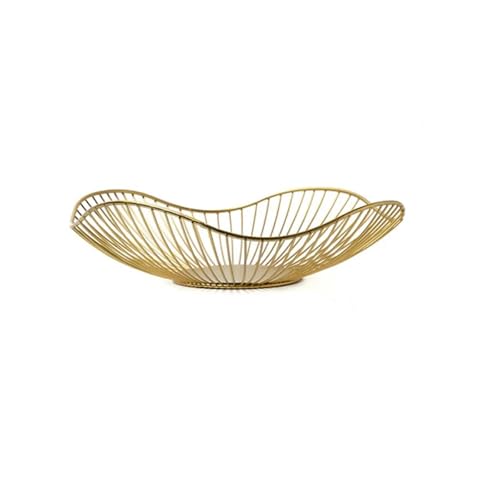 Obstschale Obstschale Waschen Obst Hohl Ablauf Korb Eisen Obstkorb Obst Platte Snack Lagerung Korb Haushalt Wohnzimmer(Gold A) von FJIXUO