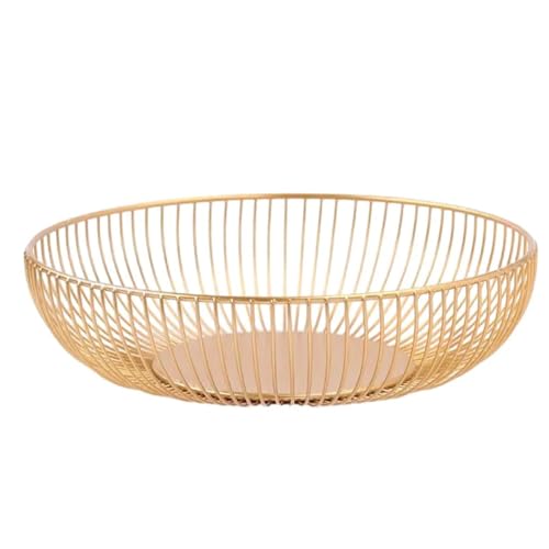 Obstschale Obstschale Waschen Obst Hohl Ablaufkorb Eisen Obstkorb Wohnzimmer Couchtisch Netz Rot Obstteller Snack Aufbewahrungskorb(Rose gold) von FJIXUO