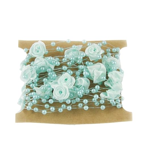 Perlengirlande 2 Pcs 5M/Rolle Rose Künstliche Perle String Perlen Girlande for DIY Vasen Füllstoff Hochzeit Party Decor(Blue) von FJIXUO