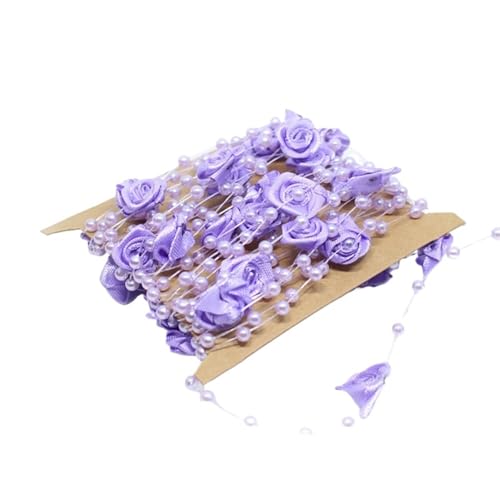 Perlengirlande 2 Pcs 5M/Rolle Rose Künstliche Perle String Perlen Girlande for DIY Vasen Füllstoff Hochzeit Party Decor(Purple) von FJIXUO