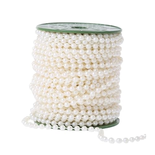 Perlengirlande 2 Pcs ABS Imitation String Von Perlen Linie Schnur Gewinde Trim for Handwerk DIY Hochzeit Party Dekoration(Beige,4.0mm) von FJIXUO