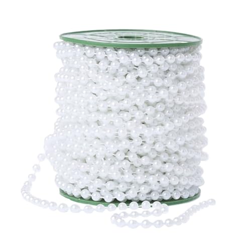 Perlengirlande 2 Pcs ABS Imitation String Von Perlen Linie Schnur Gewinde Trim for Handwerk DIY Hochzeit Party Dekoration(White,6mm) von FJIXUO