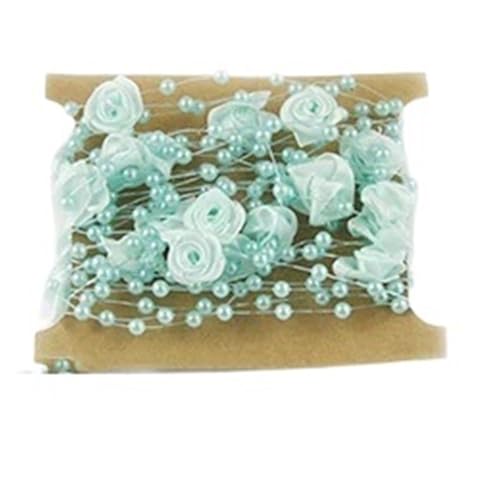 Perlengirlande 2 Stück Rosenperlen-String-Perlen-Girlande Blume Künstliche Perlendraht-Perlenkette for DIY Handwerk Geschenkverpackung(Blue) von FJIXUO
