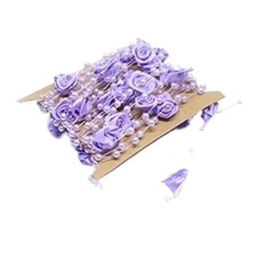 Perlengirlande 2 Stück Rosenperlen-String-Perlen-Girlande Blume Künstliche Perlendraht-Perlenkette for DIY Handwerk Geschenkverpackung(Purple) von FJIXUO