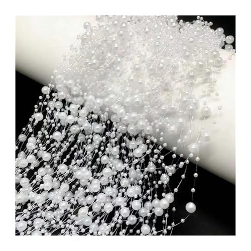 Perlengirlande 2 Stücke 5 Mt/teil Kunstperlenschnur Angelschnur Imitationsperlenkette for Diy Blumen Hochzeit Party Dekoration Bastelbedarf(White) von FJIXUO