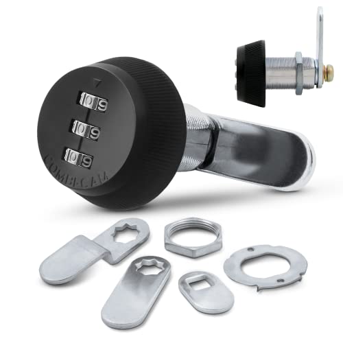 Combi-Cam Kombinationsschloss 7850R – großes schwarzes Nockenschloss, schlüsselloses 3-stelliges Sicherheitsschloss, Metallschlösser für Schließfächer, Türen, Schubladen, Schränke und mehr, von FJM