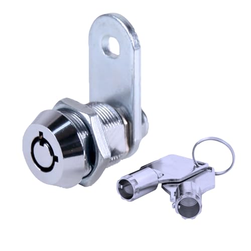 FJM Security MEI-2400AS-KA Rohr-Nockenschloss für Smart Home, Schrankschlösser, Babysicherungslösung, Türschloss & Schubladenschloss für Heimwerker, mit 5/8 Zoll Zylinder, gleichschließend, verchromt von FJM