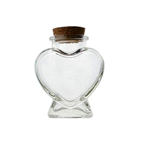 FJNATINH Herz-Glasflasche mit Korkverschluss, 50 ml, kleine dekorative Gläser für Heimdekoration, DIY, Kunst, Handwerk, Mini-Nachricht, Wunschglas, Hochzeitsgeschenk, Hochzeitsgeschenk, Brautgeschenk von FJNATINH