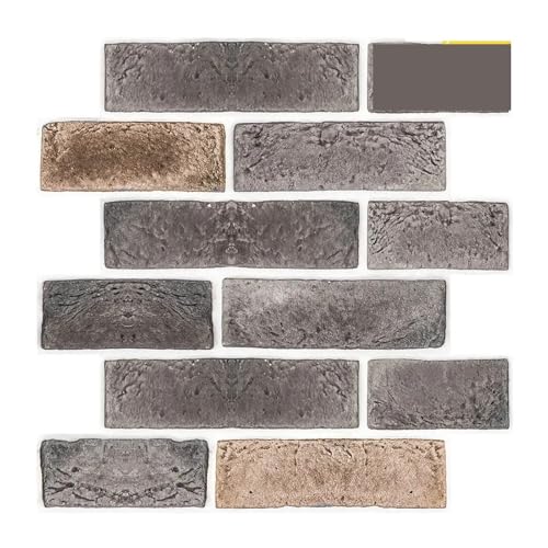3d Wandpaneele 1/10 Stück 3D-Wandaufkleber, selbstklebend, Kunstziegel-Wandpaneel, for Abziehen und Aufkleben, for Küchenfliesen, Backsplash, Badezimmer, Wandfliesenaufkleber(Brown grey - 10pcs) von FJOADNVM
