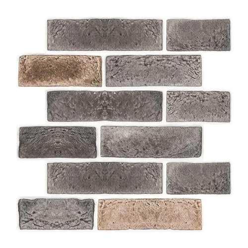 3d Wandpaneele 1/10 Stück 3D-Wandaufkleber, selbstklebend, Kunstziegel-Wandpaneel, for Abziehen und Aufkleben, for Küchenfliesen, Backsplash, Badezimmer, Wandfliesenaufkleber(Brown grey - 1pc) von FJOADNVM
