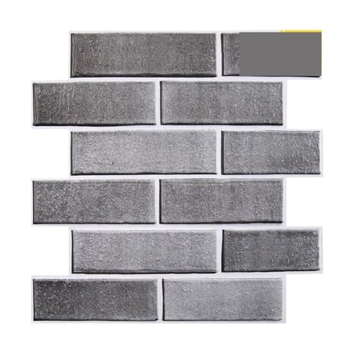 3d Wandpaneele 1/10 Stück 3D-Wandaufkleber, selbstklebend, Kunstziegel-Wandpaneel, for Abziehen und Aufkleben, for Küchenfliesen, Backsplash, Badezimmer, Wandfliesenaufkleber(Grey - 10pcs) von FJOADNVM