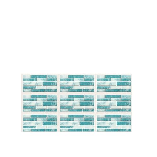 3d Wandpaneele 1 Set mit 9 selbstklebenden, wasserdichten Wandaufklebern 3D-Effekt und Fliesenmuster-Design, for die Heimdekoration, selbstklebende Fliesenaufkleber(Green) von FJOADNVM