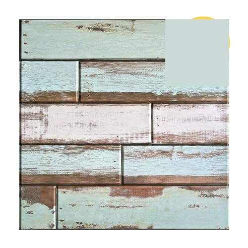 3d Wandpaneele 10 Stück 3D dekorative Wandpaneele for Abziehen und Aufkleben, selbstklebende Wandaufkleber mit Holzmaserung, matt, wasserfest, Wohnzimmerdekor(Green-10pcs) von FJOADNVM