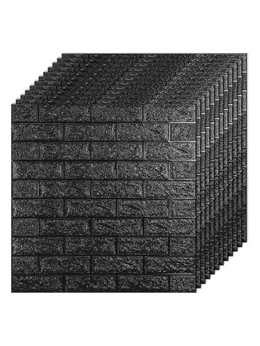 3d Wandpaneele 20x7,5 cm 3D-Wandpaneele for Abziehen und Aufkleben, Tapetenaufkleber mit selbstklebendem, wasserdichtem Schaumstoff for die Innenwanddekoration im Badezimmer(Black - 1pcs20x7.5cm) von FJOADNVM
