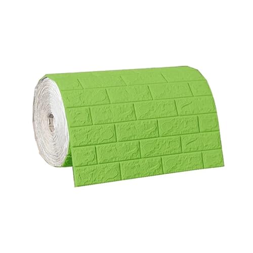 3d Wandpaneele 70cm x 1/5/10m 3D Tapeten Dekoration Selbstklebende Antike Schaum Ziegel Tapete Wohnzimmer Schlafzimmer Wasserdicht 3d Wandaufkleber(Green,70cmX5m) von FJOADNVM