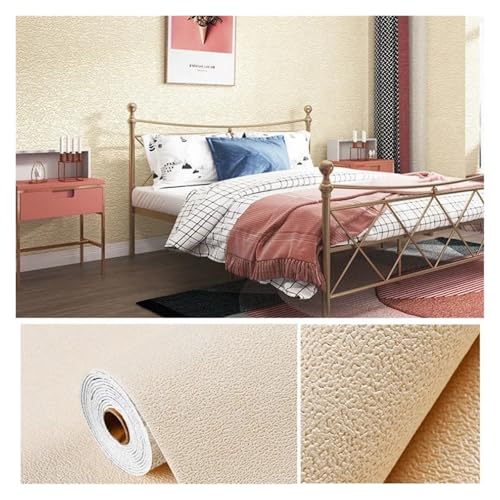3d Wandpaneele Leinen 3D Schaum Selbst-adhesive PVC Einfarbig Verdickt Wasserdicht Hintergrund Wand Renovierung Tapete Aufkleber Wohnkultur(Diatom yellow,500cmx50cm) von FJOADNVM