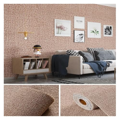 3d Wandpaneele Leinen 3D Schaum Selbst-adhesive PVC Einfarbig Verdickt Wasserdicht Hintergrund Wand Renovierung Tapete Aufkleber Wohnkultur(Linen Light brown,500cmx50cm) von FJOADNVM