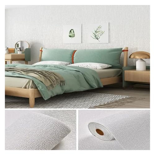 3d Wandpaneele Leinen 3D Schaum Selbst-adhesive PVC Einfarbig Verdickt Wasserdicht Hintergrund Wand Renovierung Tapete Aufkleber Wohnkultur(Linen White,1000cmx50cm) von FJOADNVM