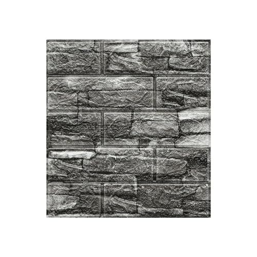 3d Wandpaneele Selbstklebende Schaumziegel-Tapete, wasserdichte 3D-Wandaufkleber, DIY-Schaum, schalldichte Antikollisions-Wandaufkleber, Wandaufkleber(Black) von FJOADNVM
