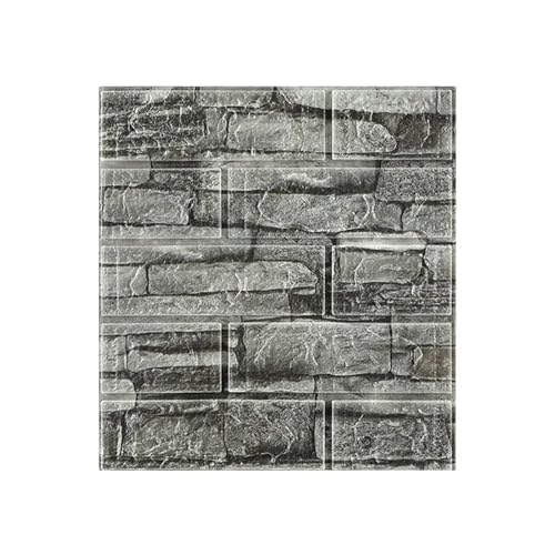 3d Wandpaneele Selbstklebende Schaumziegel-Tapete, wasserdichte 3D-Wandaufkleber, DIY-Schaum, schalldichte Antikollisions-Wandaufkleber, Wandaufkleber(Grey) von FJOADNVM
