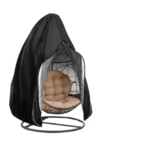 Abdeckung Hängesessel Schwarze Terrassenstuhl-Abdeckung, wasserdichte Abdeckung for Eierschaukelstühle mit Reißverschluss, Schutzhülle for Hängesessel im Freien(Black 115X190CM) von FJOADNVM