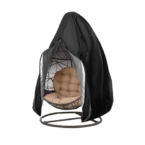 Abdeckung Hängesessel Schwarze Terrassenstuhl-Abdeckung, wasserdichte Abdeckung for Eierschaukelstühle mit Reißverschluss, Schutzhülle for Hängesessel im Freien(Black 230x200CM) von FJOADNVM