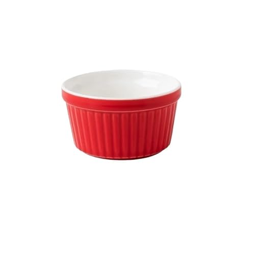 Auflaufförmchen-Set 1 Stück Keramik-Auflaufförmchen, 113 ml, ofenfest, kleine Backschüsseln, Set stapelbar, Creme Brulee, Backförmchen, Mehrzweck(L-red) von FJOADNVM