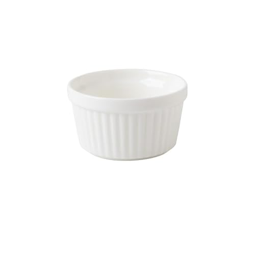 Auflaufförmchen-Set Ofenporzellan 6er Set, Soufflé-Tassen, Backbecher und Eisbecher, 240 ml(White) von FJOADNVM