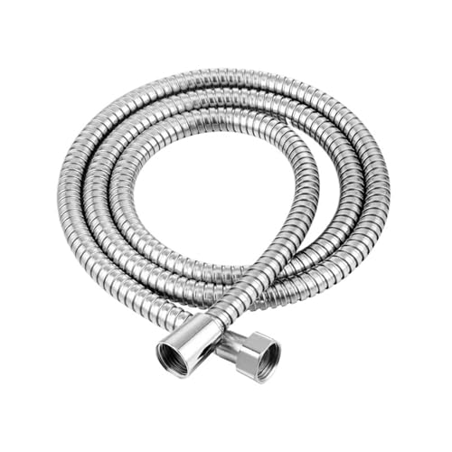 Duschschlauch Duschrohr 1,5/2,0 m Schwarz/Silber Flexibler Duschschlauch Lange Badezimmerverlängerung Wasserrohr Zugrohr Badezimmerzubehör(2m silver) von FJOADNVM