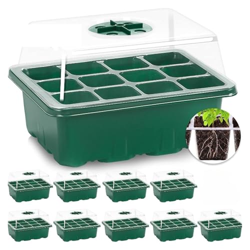 FJOADNVM Anzuchtschale 10 STÜCKE Setzlingsschalen Samen Starter Kit Mini Propagator Pflanzenwachstumsset Mit Feuchtigkeitsbelüfteten Kuppeln Und Basis for Die Samenstart von FJOADNVM